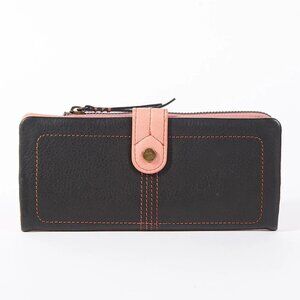 American Leather Co. Hudson Large Bifold Wallet Black/Faded Rose  NWT